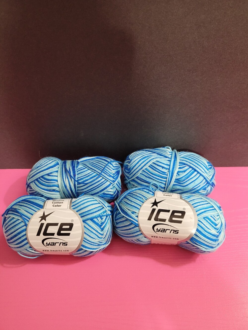 Ice Yarns Variegated Blue 100% Mercerized Cotton Yarn 4 Skeins (1543)